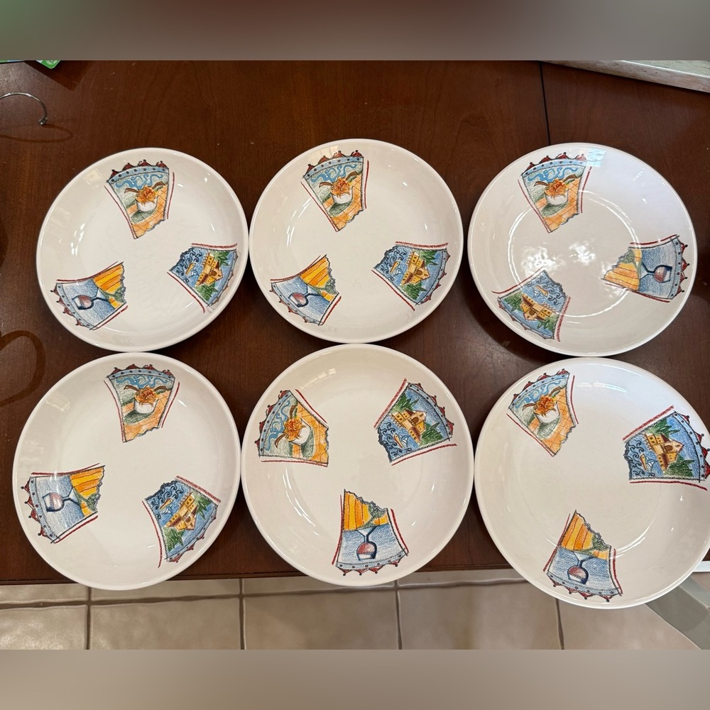 Decorative Bowls lot of 6, spaghetti/ salad Italian bowls